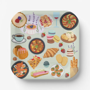 French Food Paper Plate