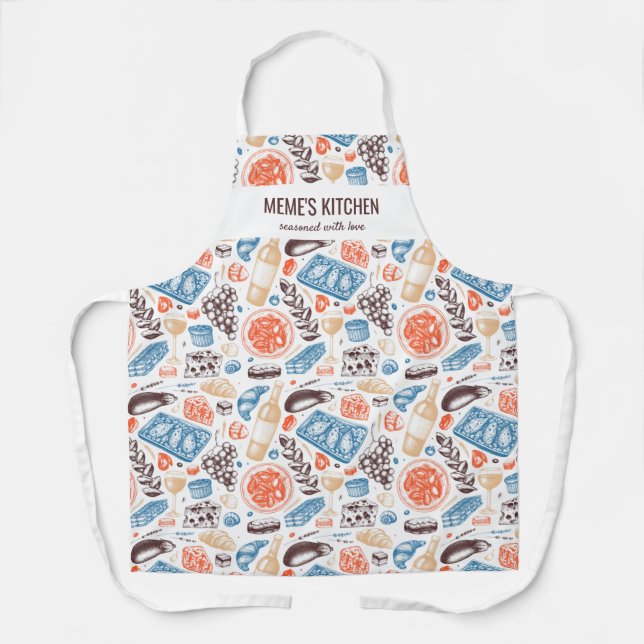 French Food Restaurant Chef Meme's Kitchen Custom Apron (Front)