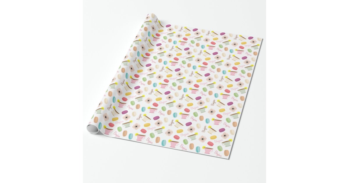 French Food Theme Wrapping Paper Zazzle