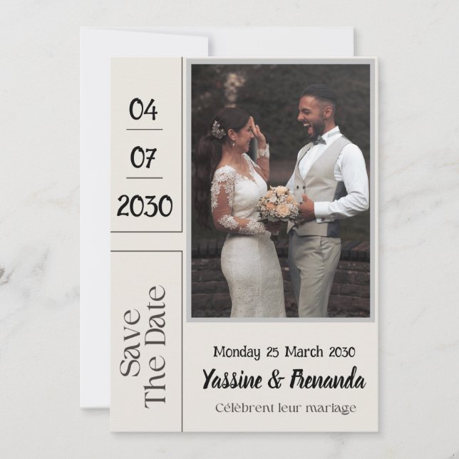French Français Invitation Card Marriage (Front)