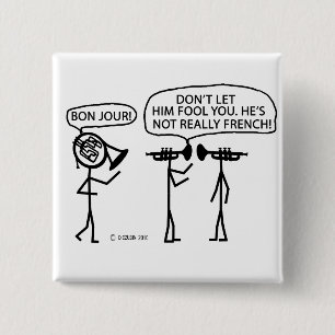 French French Horn 15 Cm Square Badge