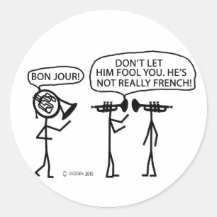 French French Horn Classic Round Sticker