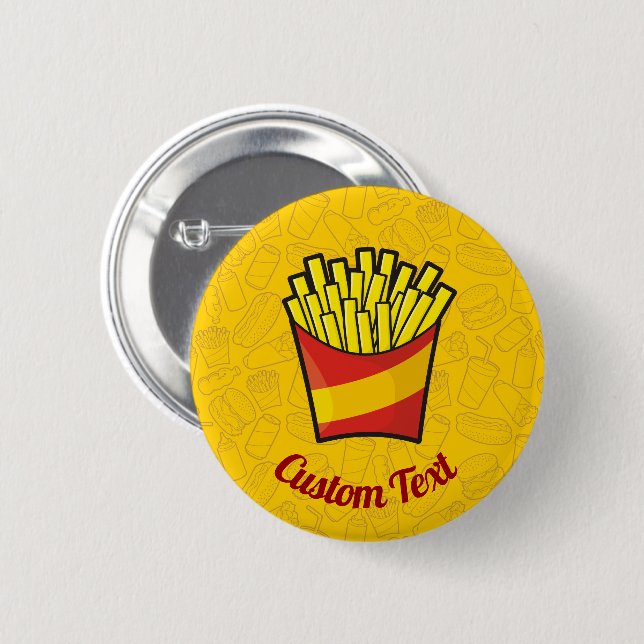 French Fries 6 Cm Round Badge (Front & Back)