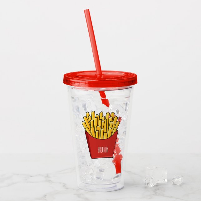 French fries cartoon illustration acrylic tumbler (Front Ice)
