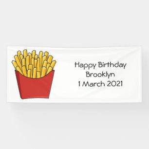 French fries cartoon illustration banner
