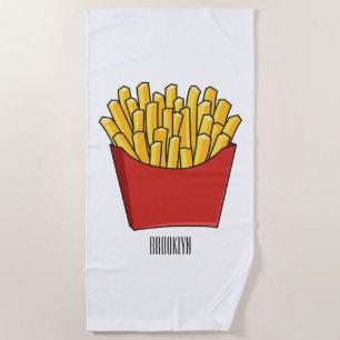 French fries cartoon illustration beach towel