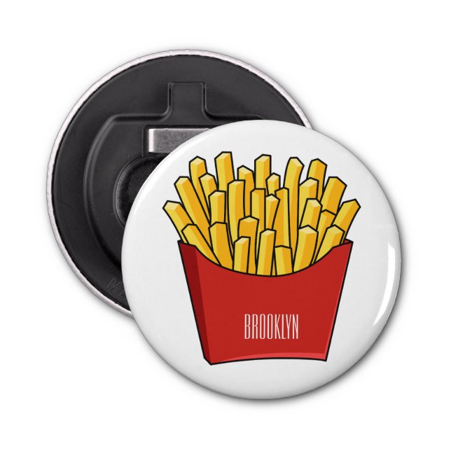 French fries cartoon illustration bottle opener (Front)