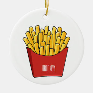 French fries cartoon illustration ceramic tree decoration