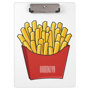 French fries cartoon illustration clipboard