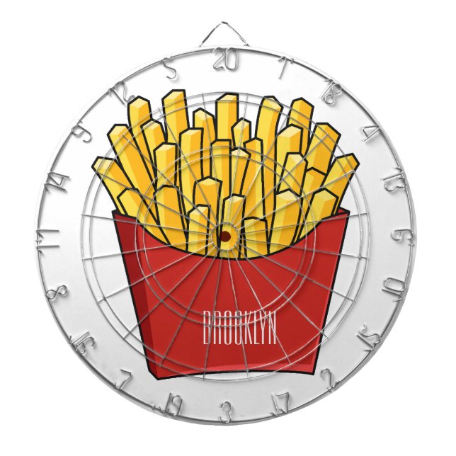 French fries cartoon illustration dartboard (Front)