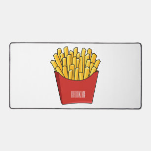 French fries cartoon illustration desk mat