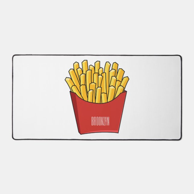 French fries cartoon illustration desk mat (Front)