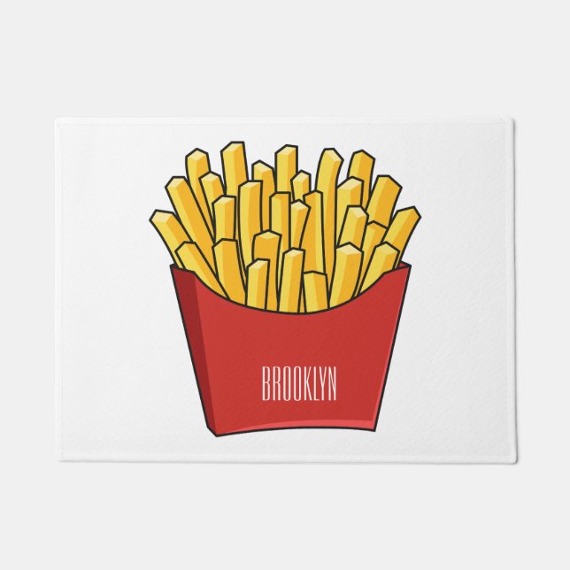 French fries cartoon illustration doormat (Front)
