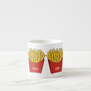 French fries cartoon illustration espresso cup