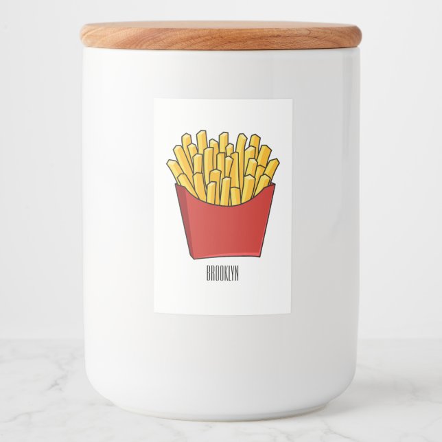French fries cartoon illustration food label (Front)