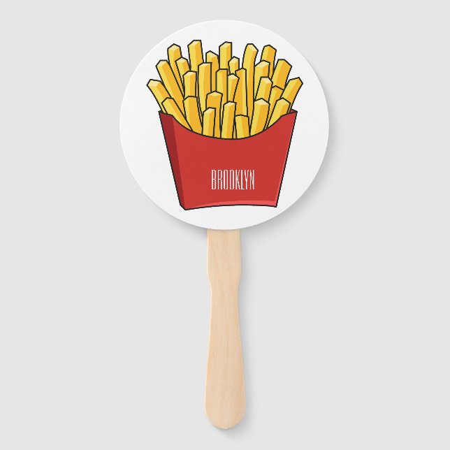 French fries cartoon illustration hand fan (Front)