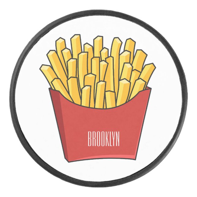 French fries cartoon illustration hockey puck (Front)