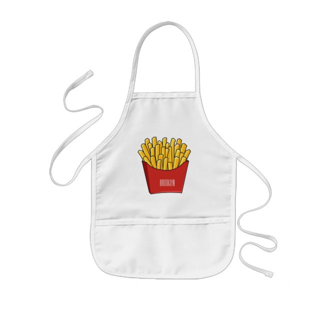 French fries cartoon illustration kids apron (Front)