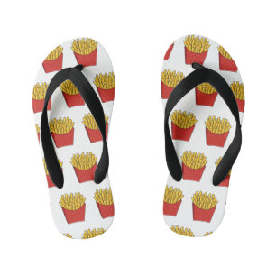 French fries cartoon illustration kid's flip flops