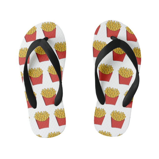 French fries cartoon illustration kid's flip flops (Footbed)