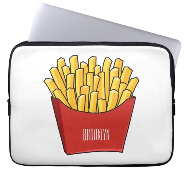 French fries cartoon illustration laptop sleeve (Front)