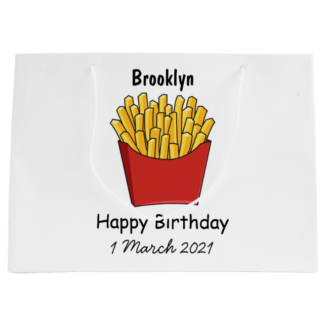 French fries cartoon illustration large gift bag (Front)