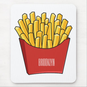 French fries cartoon illustration mouse mat