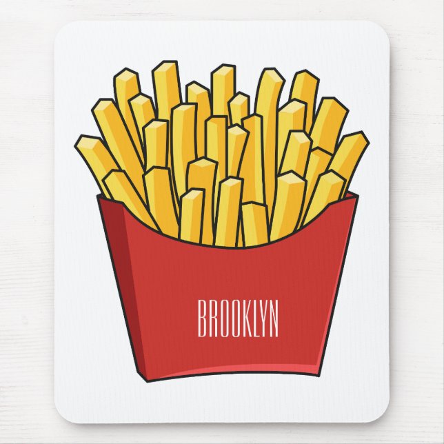 French fries cartoon illustration mouse mat (Front)