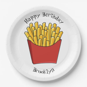 French fries cartoon illustration paper plate