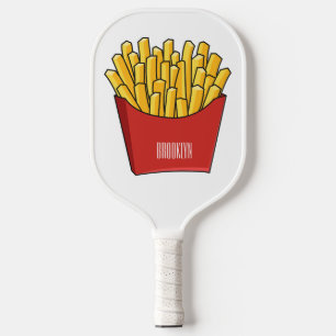 French fries cartoon illustration pickleball paddle