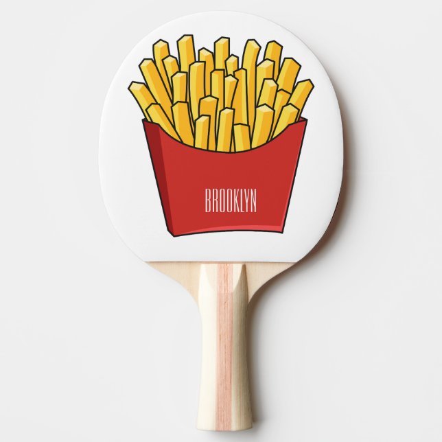 French fries cartoon illustration ping pong paddle (Front)