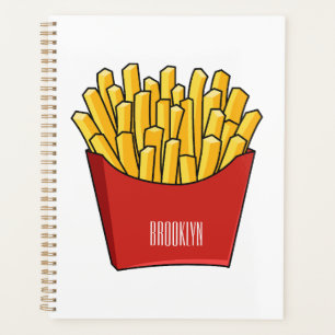 French fries cartoon illustration planner