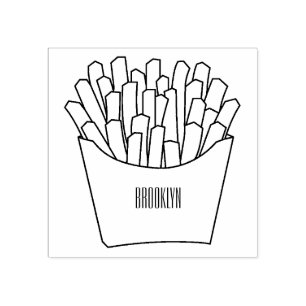 French fries cartoon illustration rubber stamp