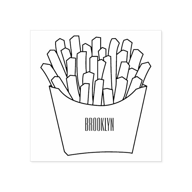 French fries cartoon illustration rubber stamp (Imprint)