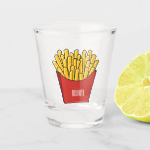 French fries cartoon illustration shot glass