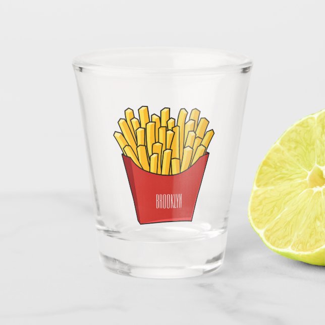 French fries cartoon illustration shot glass (Front)