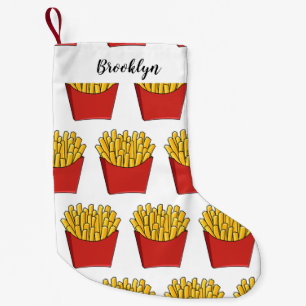 French fries cartoon illustration small christmas stocking