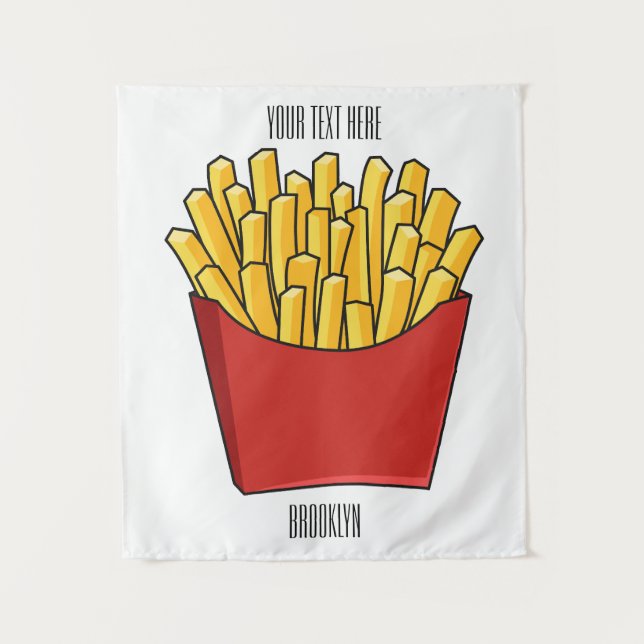 French fries cartoon illustration tapestry (Front)
