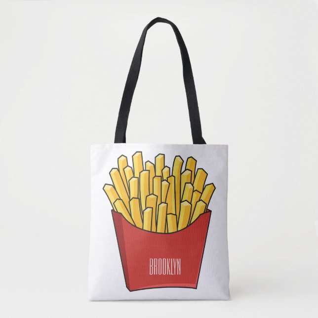French fries cartoon illustration tote bag (Front)