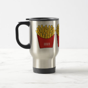 French fries cartoon illustration travel mug