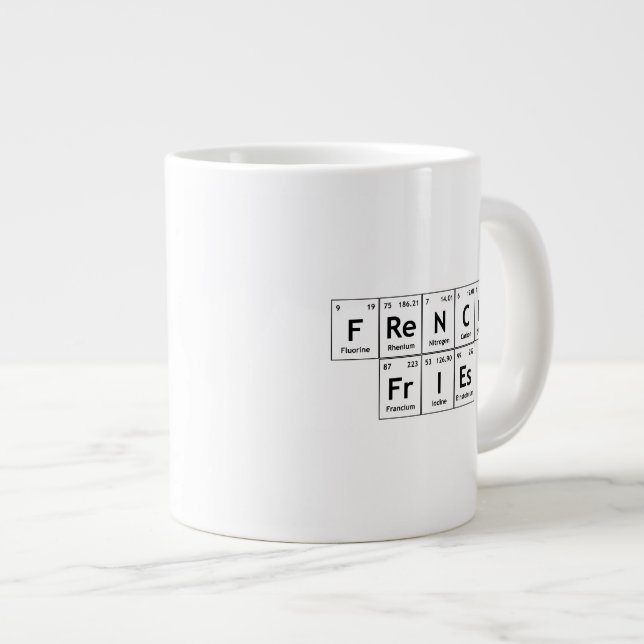 French FrIEs Chemistry Periodic Table Word Element Large Coffee Mug (Front Right)