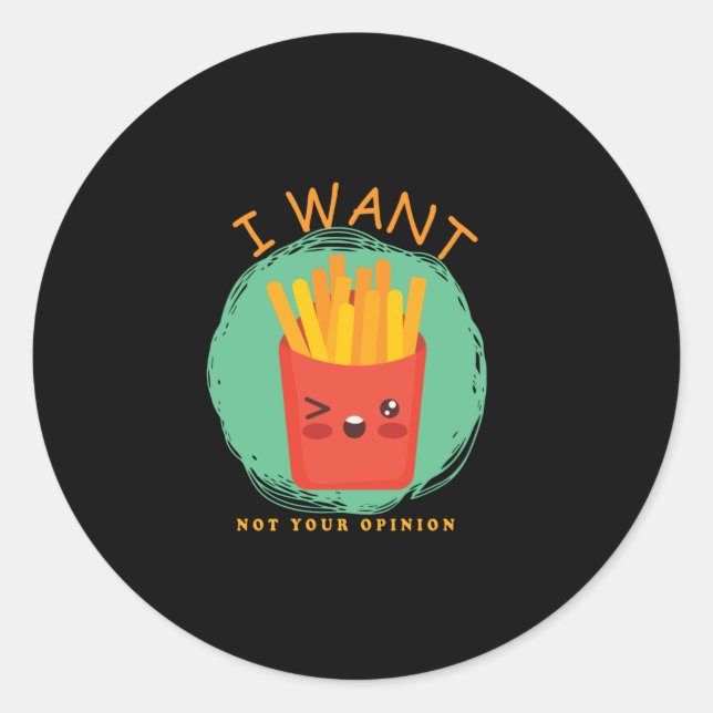 French Fries Classic Round Sticker (Front)