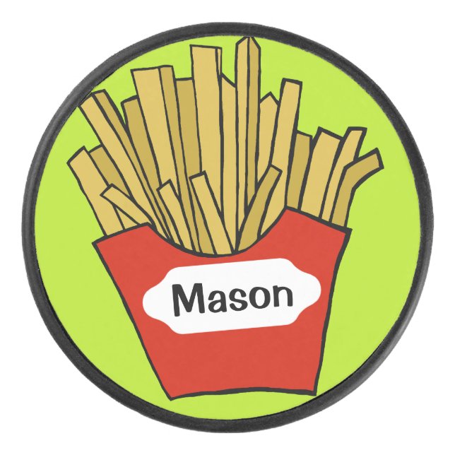 French fries custom design hockey puck (Front)