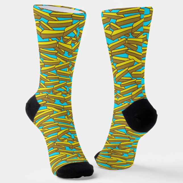 French Fries Food Patterned Socks (Angled)