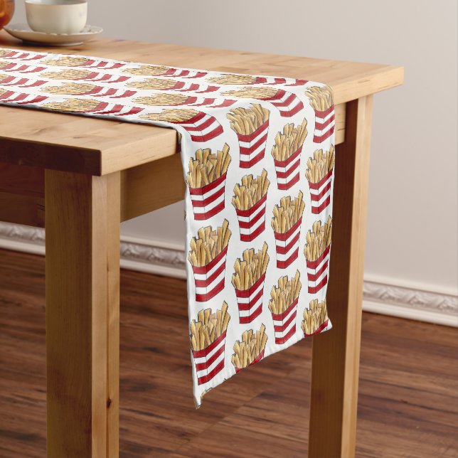 French Fries Fried Potatoes Chips Foodie Fast Food Short Table Runner (In Situ)