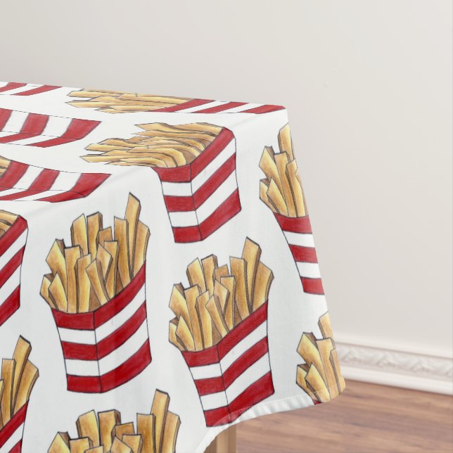 French Fries Fried Potatoes Chips Foodie Fast Food Tablecloth (In Situ)