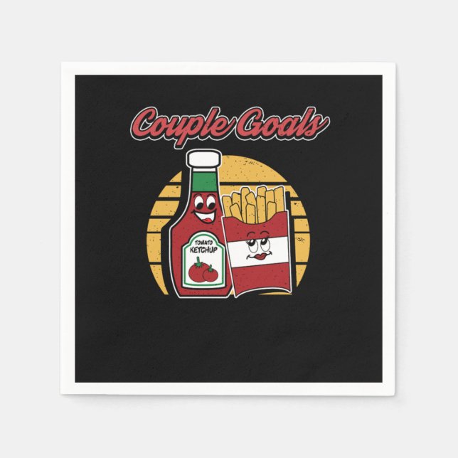 French Fries Funny Potato Puns Wedding Bride Groom Napkin (Front)