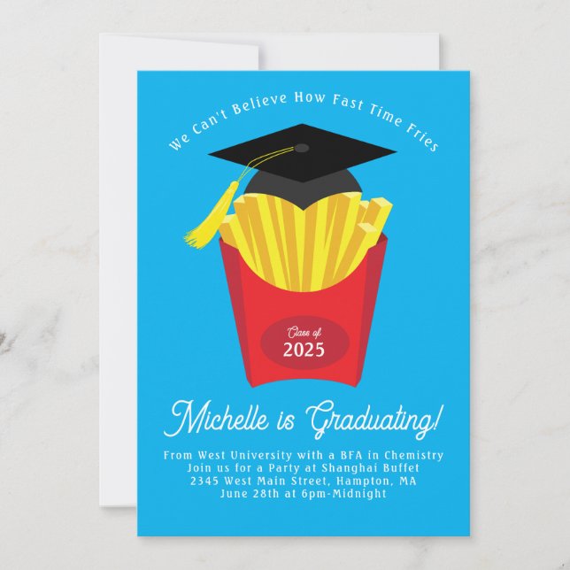 French Fries Graduation Party Fast Food Invitation (Front)