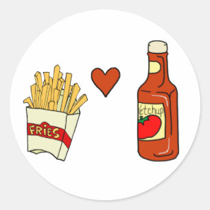 French Fries Love Ketchup Classic Round Sticker