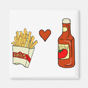 French Fries Love Ketchup Magnet